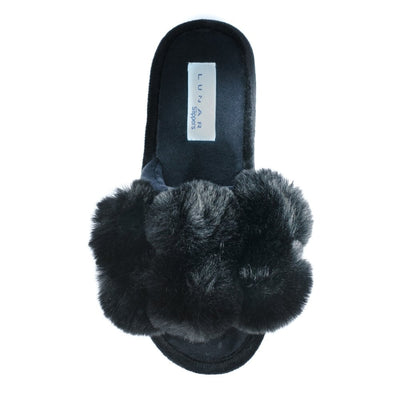 Womens Lunar Octavia Pom Pom Slipper - Black