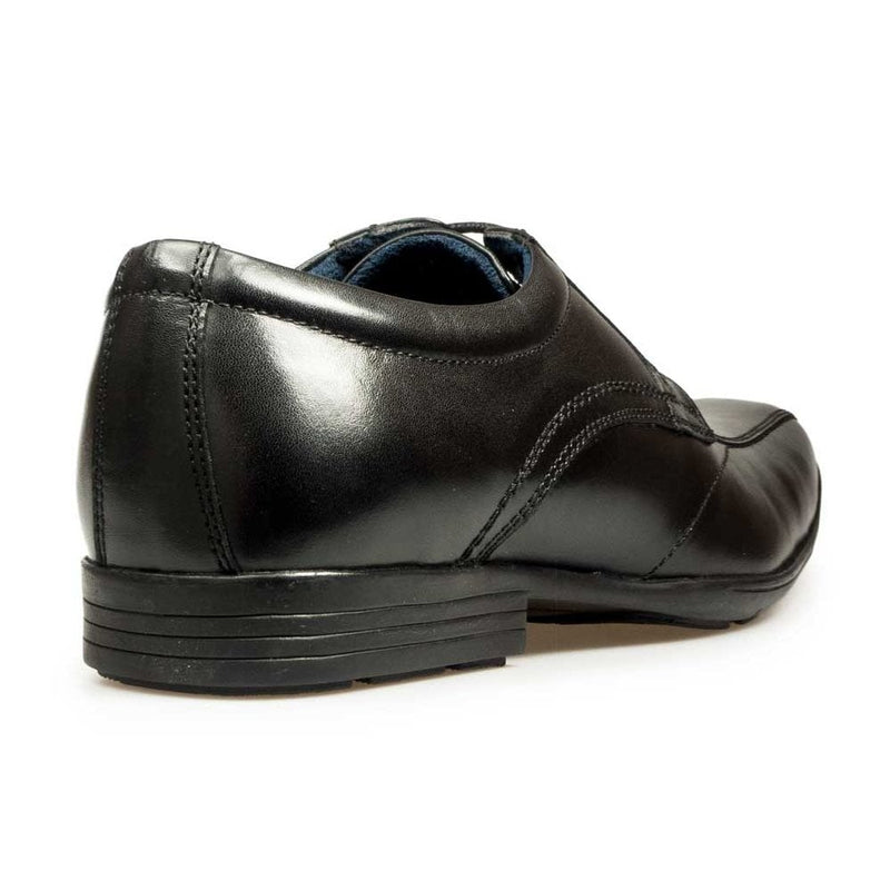 Pod Angus Black Leather Lace Up Boys School Shoes - Black