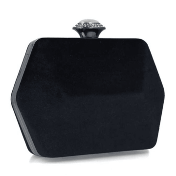 Womens Menbur 85363 Black Velvet Hexagon Clutch Bag - Black