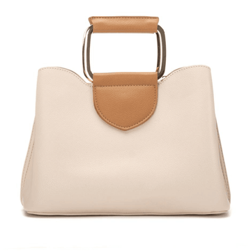 Xti 184564 Beige with Gold Circle Handle Handbag - Beige Gold