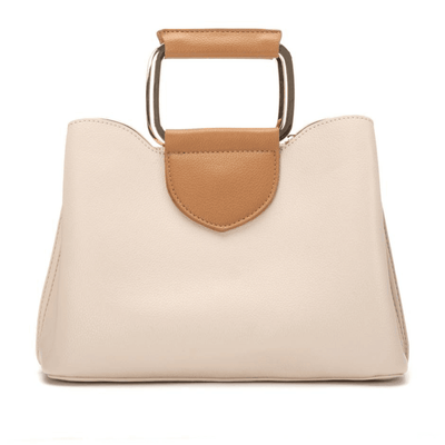 Xti 184564 Beige with Gold Circle Handle Handbag - Beige Gold