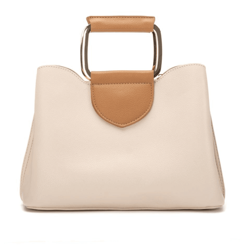Xti 184564 Beige with Gold Circle Handle Handbag - Beige Gold