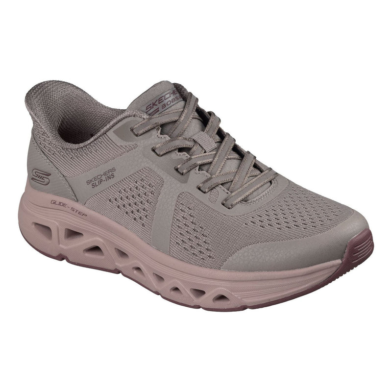 Womens Skechers 117863 Bobs Sport Arc Waves Remix - Get Grounded Dark Taupe Slip-Ins Trainers - Dark Taupe