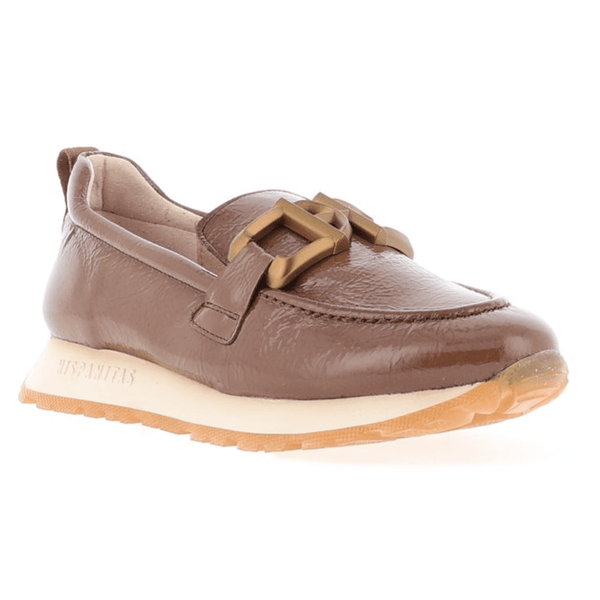 Womens Hispanitas 254386 Brown Patent Sporty Loafers - Brown