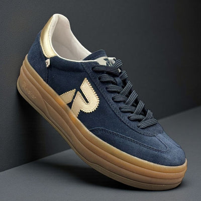 Womens Rieker W3700 Platform Trainers - Navy
