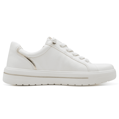 Womens Jana 23770 White and Gold Side Zip Platform Trainers - White