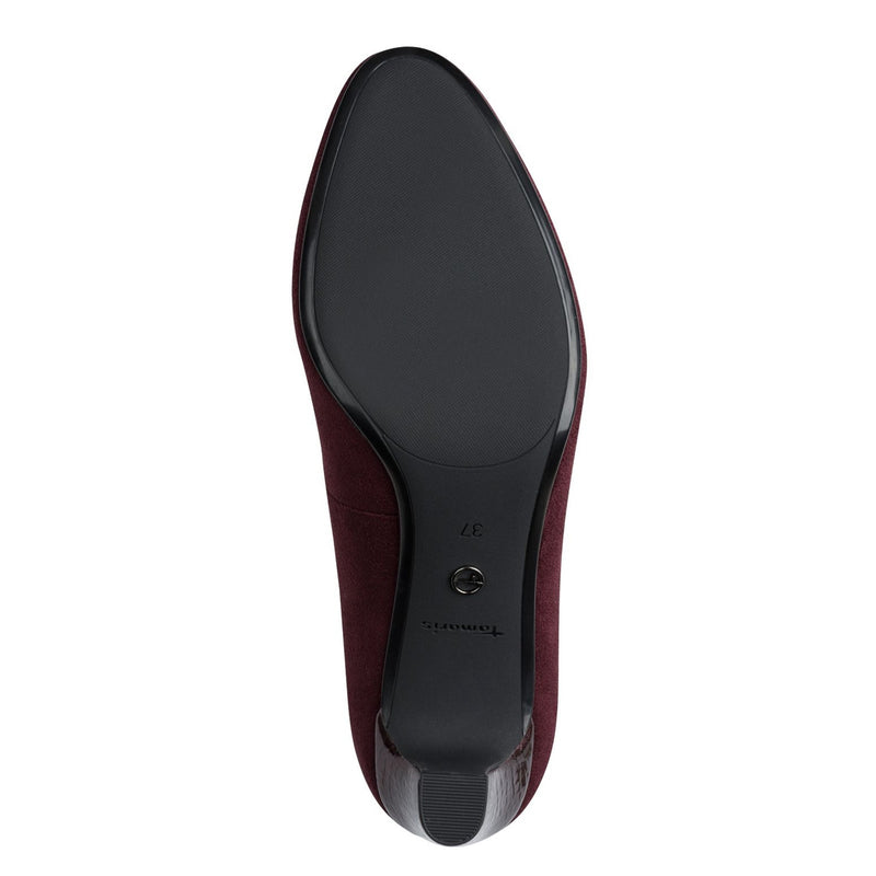 Womens Tamaris 22418 Block Heels - Burgundy Comb