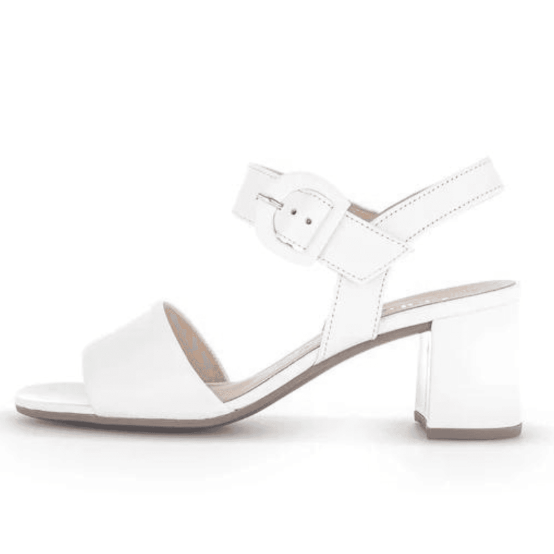 Womens Gabor Kooky Off White Leather Block Heel Sandals - White