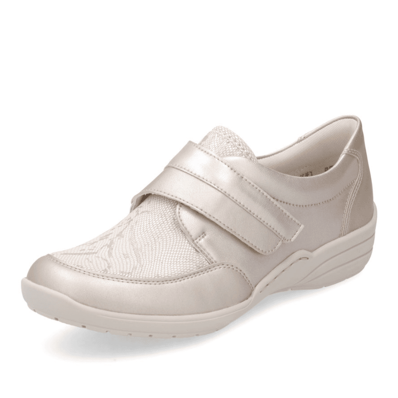 Womens Remonte R7600 Light Gold Stretch Velcro Strap Shoes - Metallic
