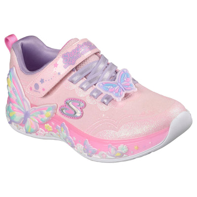Girls Skechers 303065L Pink Butterfly Butterfly Bliss Trainer - Junior - Light Pink