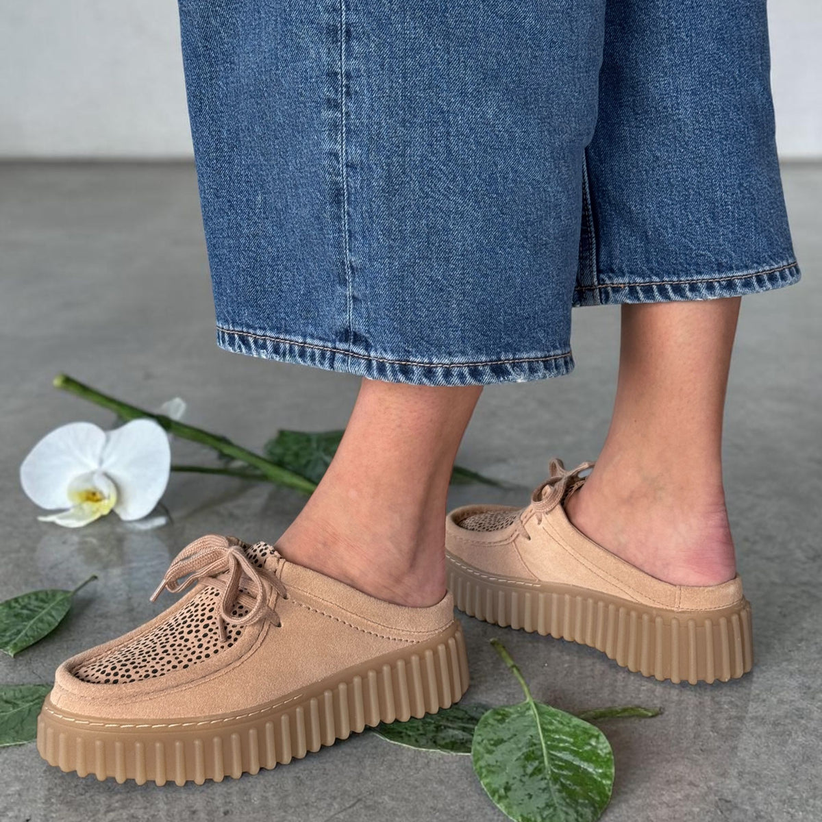 Womens Clarks Torhill Animal Print Suede Chunky Mules
