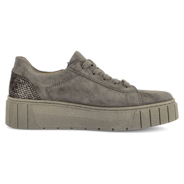 Womens Gabor 6017 Taupe Suede Platform Trainers - Taupe