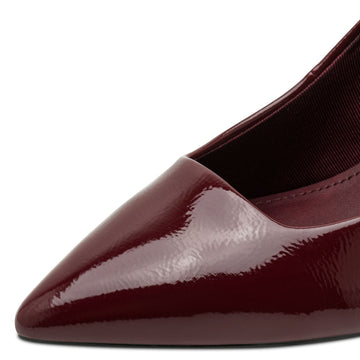 Womens Tamaris 22424 Merlot Patent Court Shoes - Merlot Patent