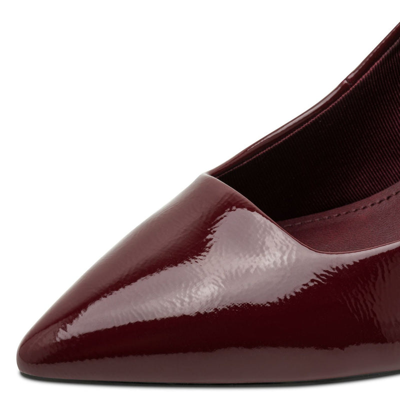 Womens Tamaris 22424 Merlot Patent Court Shoes - Merlot Patent