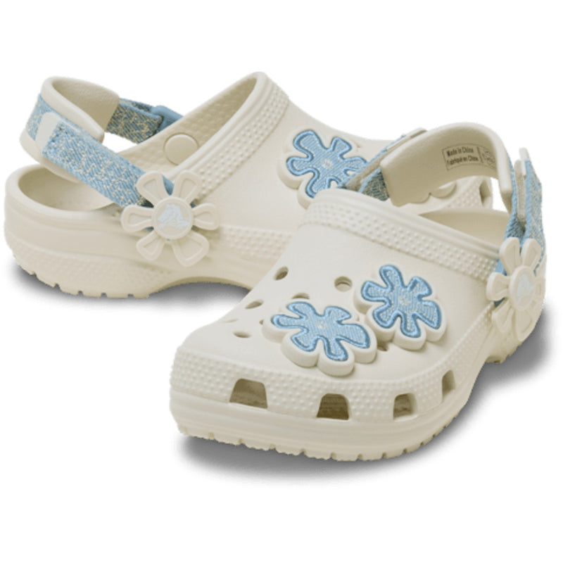 Toddler Crocs Denim Flower Classic Clogs - Denim Flower