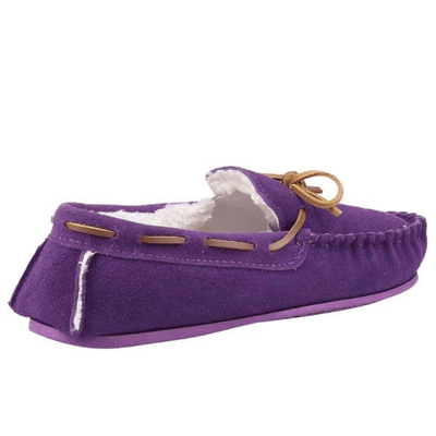 Womens Hush Puppies Allie Faux Fur Moccasin Slippers - Purple