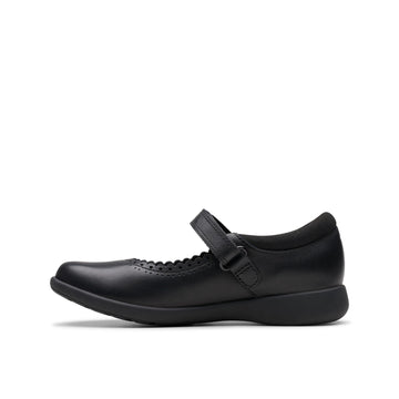 Girls Clarks Etch Pure Kid School Shoes - Black