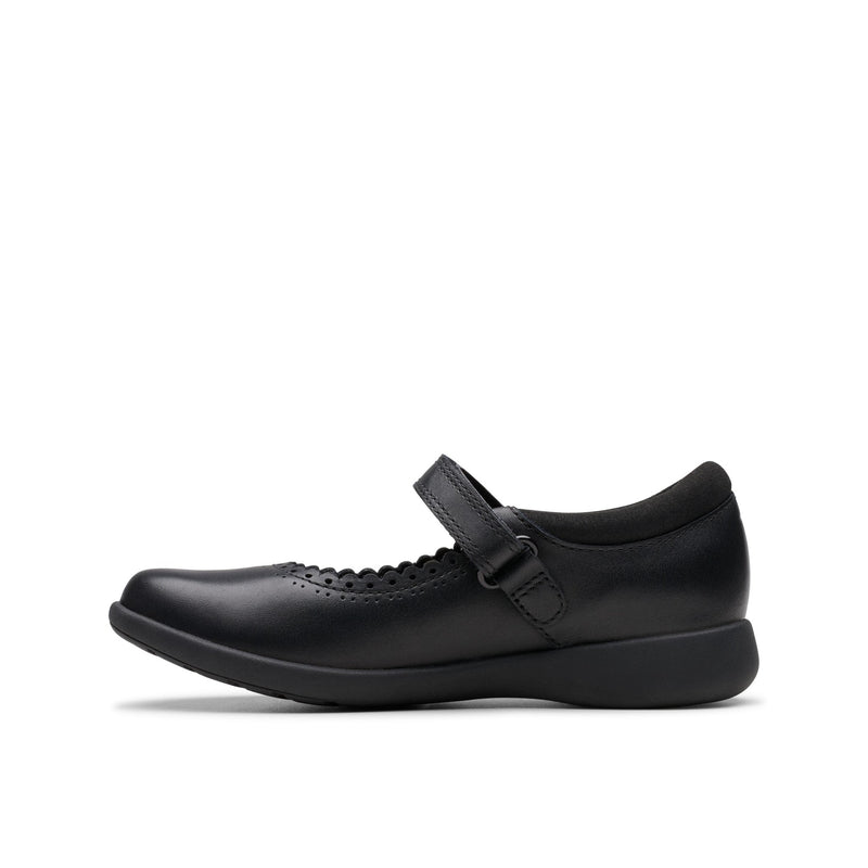 Girls Clarks Etch Pure Kid School Shoes - Black
