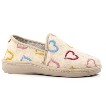 Womens Lunar Joyful Heart Closed in Slippers - Beige Gold