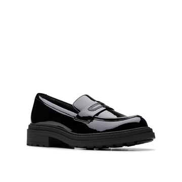Girls Clarks Orinoco3 Edge School Shoes - Black Patent