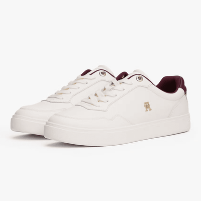 Womens Tommy Hilfiger Monogram Plaque Court Trainers - Ancient White