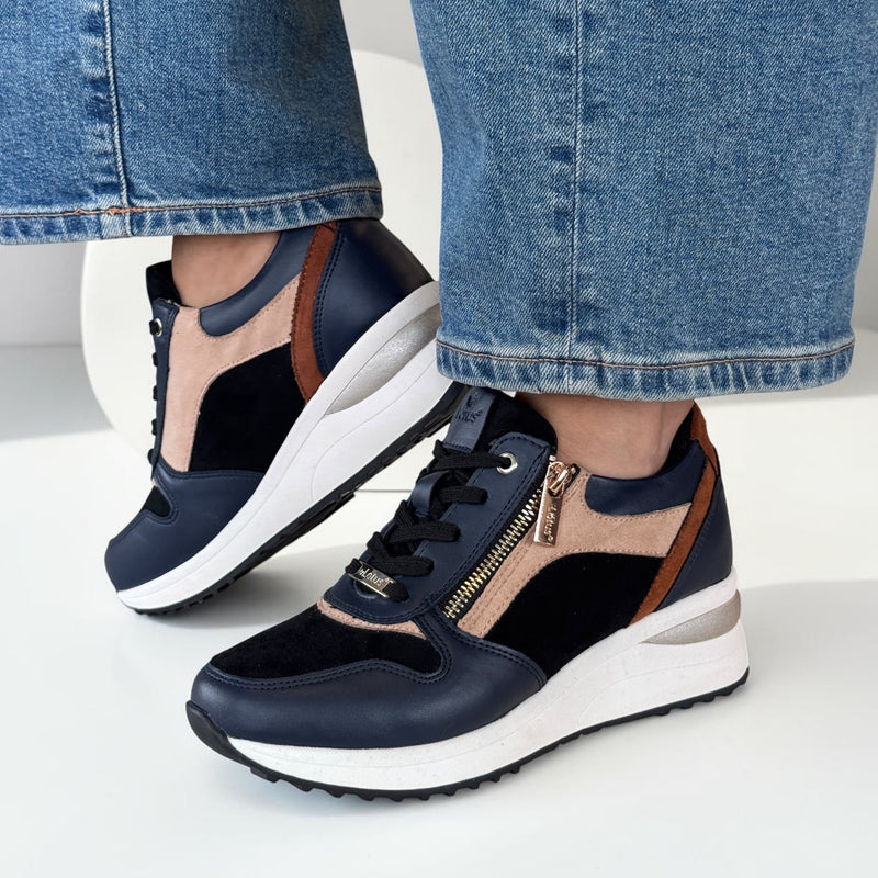 Womens Lotus Moore ULS618 Navy / Tan Trainers - Navy / Tan