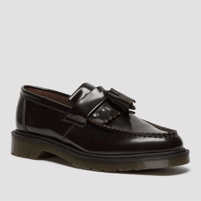 Mens Dr Martens Adrian Arcadia Leather Tassel Loafers- Cherry Red - Red