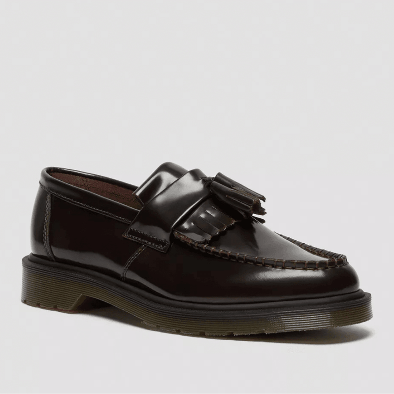 Mens Dr Martens Adrian Arcadia Leather Tassel Loafers- Cherry Red - Red