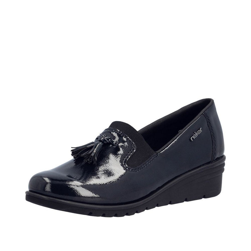 Womens Rieker L5363 Sea Blue Wedged Loafers - Sea Blue