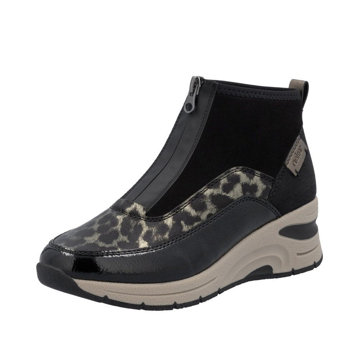 Womens Rieker N9362-00 Black Front Zip Boots