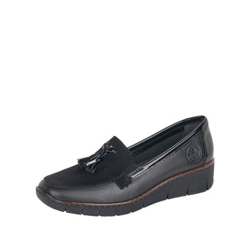 Womens Rieker 53771 Wedged Loafers - Black