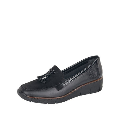 Womens Rieker 53771 Wedged Loafers - Black