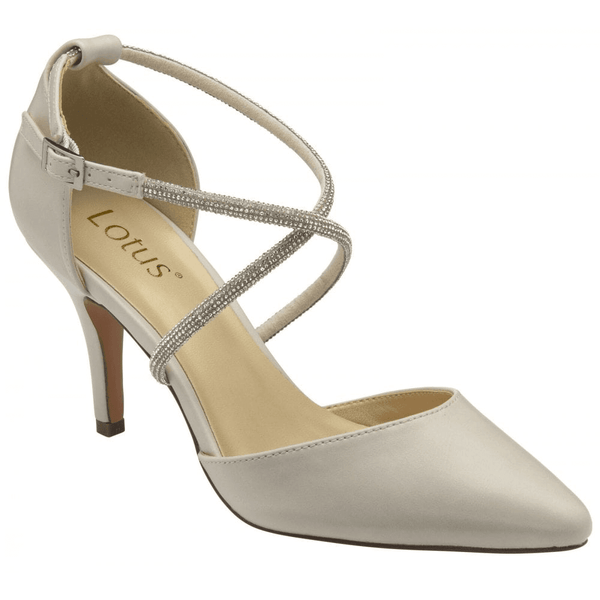 Womens Lotus Elissa Nude Diamante Twist Strap Heels - Nude