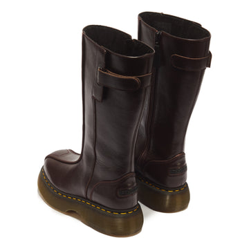 Unisex Dr. Martens Buzz Hi Dark Brown Gloss Leather Long Boots - Dark Brown