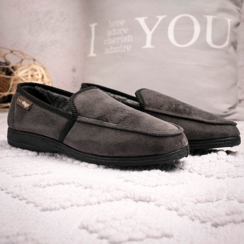 Mens Lazy Dogz Eden II Memory Foam Slippers - Grey