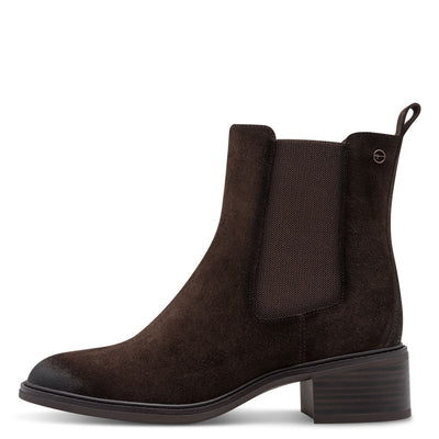 Womens Tamaris 85311 Mocca Suede Ankle Boots - Mocca Suede
