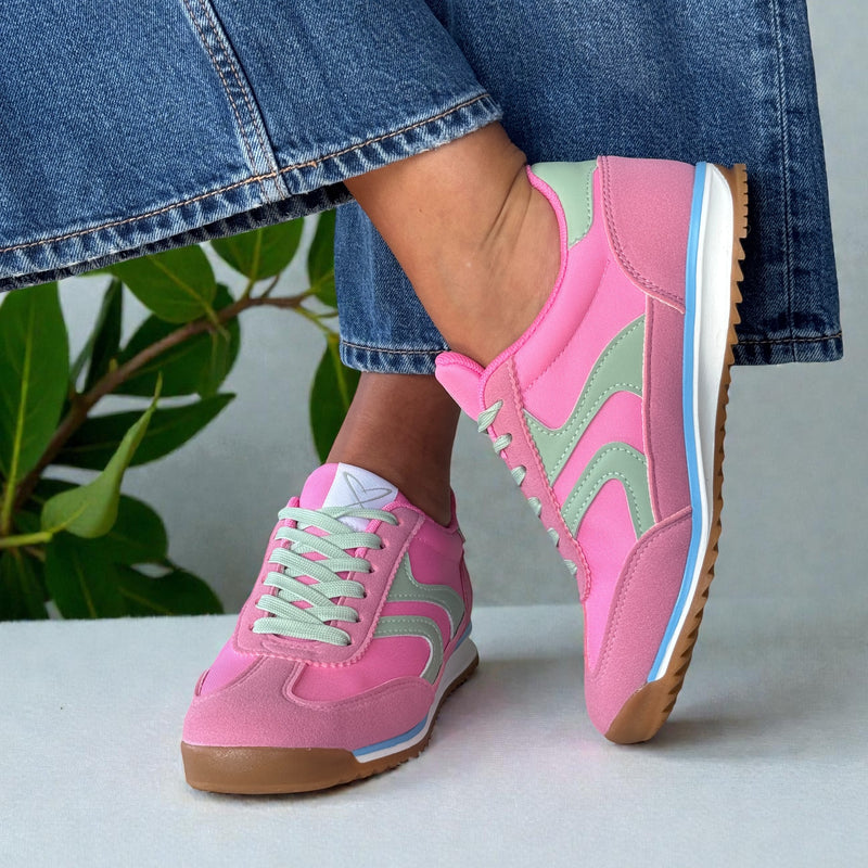 Womens Lunar Zoe Sporty Lace Up Trainers - Pink