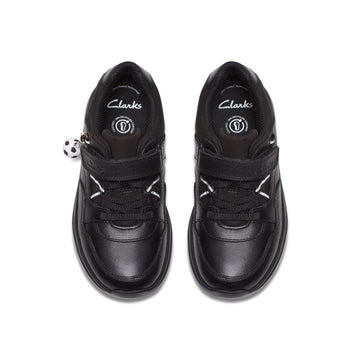 Boys Clarks Daze Kick Kid Black School Shoes - Black