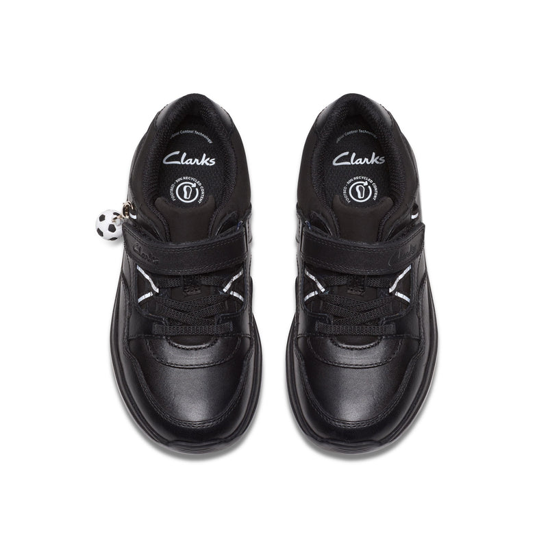 Boys Clarks Daze Kick Kid Black School Shoes - Black