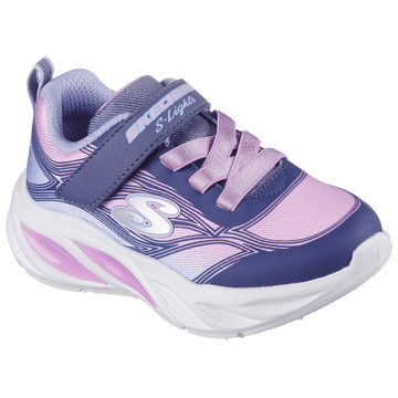 Girls Skechers S-Lights Cosmic Glow Trainers - Navy Lilac
