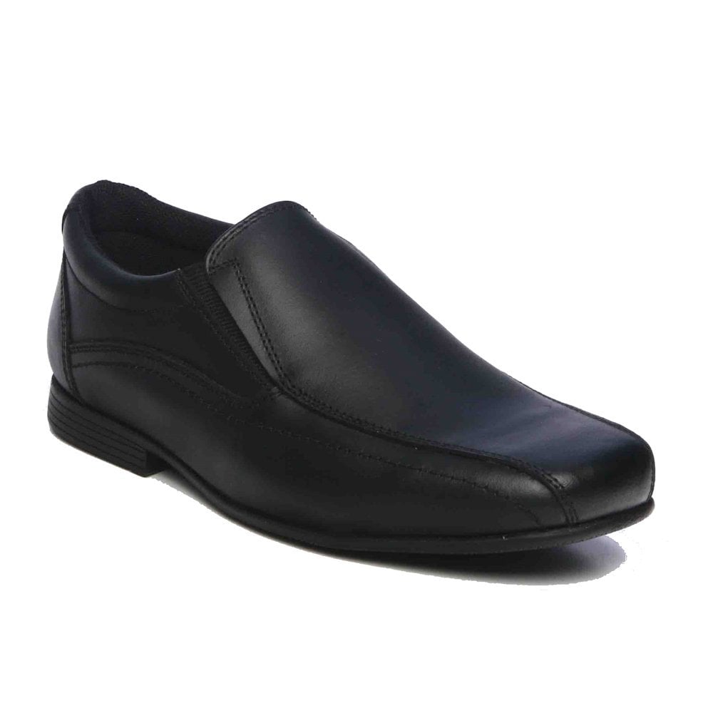 Term Stan Slip On Boys School Shoes - Black Leather