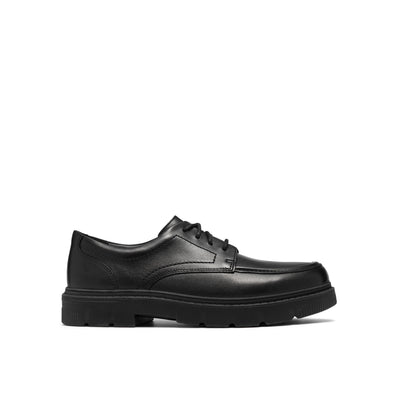 Boys Clarks Lorcam Lane Youth Black School Shoes - Black