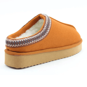 Womens Heavenly Feet Ice Fur Lined Mule Slipper - Chestnut