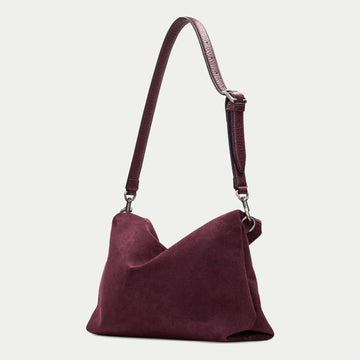 Womens Hispanitas 264948 Suede Shoulder Bag - Burgundy