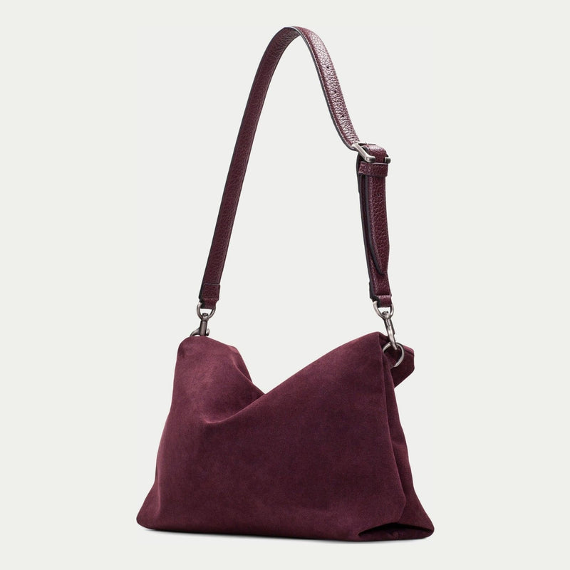 Womens Hispanitas 264948 Suede Shoulder Bag - Burgundy