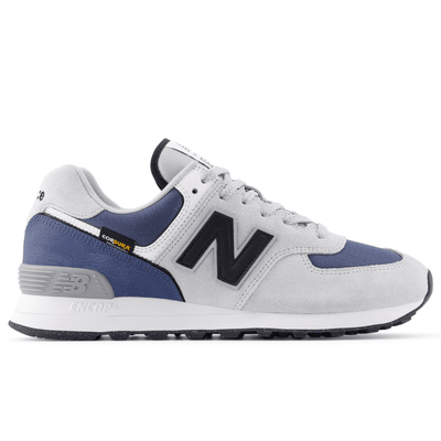 New Balance Mens 574 Trainers - Grey with Navy - Linen with NB Navy