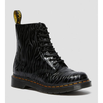 Womens Dr Martens 1460 Pascal Zebra Emboss Black Boots - Black