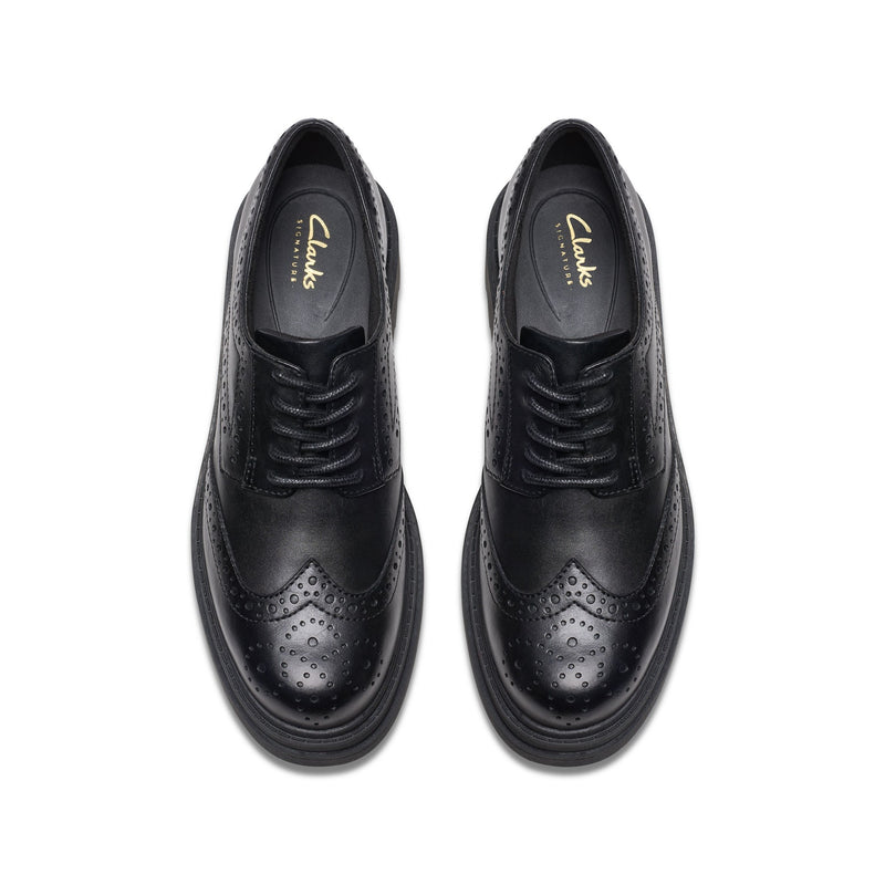 Girls Clarks Orinoco3 Derby School Shoes - Black