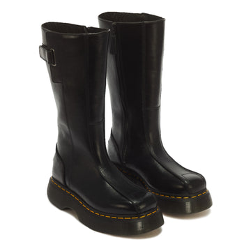 Unisex Dr. Martens Buzz Hi Gloss Leather Black Long Boots - Black