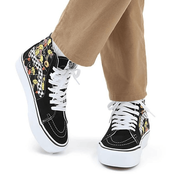 Womens Vans Ladies Sk8-Hi Platform Poppy Checkerboard Shoe - Poppy Checkerboard